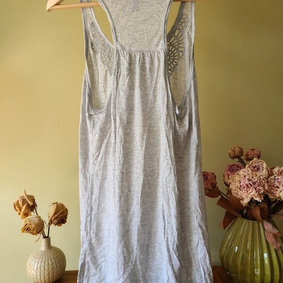 BCBGMaxAzria Light Grey Cotton Tank with Beading - Picture 2 of 5